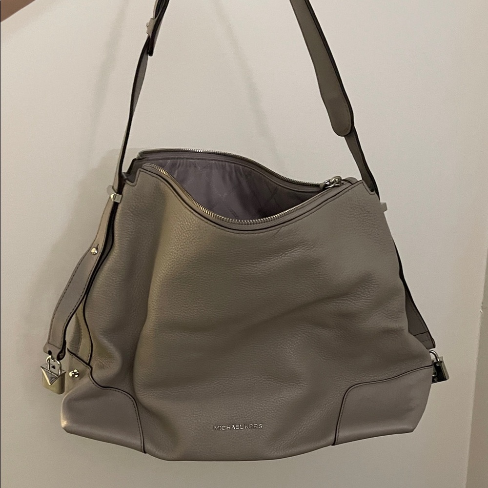 Michael Kors Gray Leather Hobo Bag